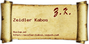 Zeidler Kabos névjegykártya